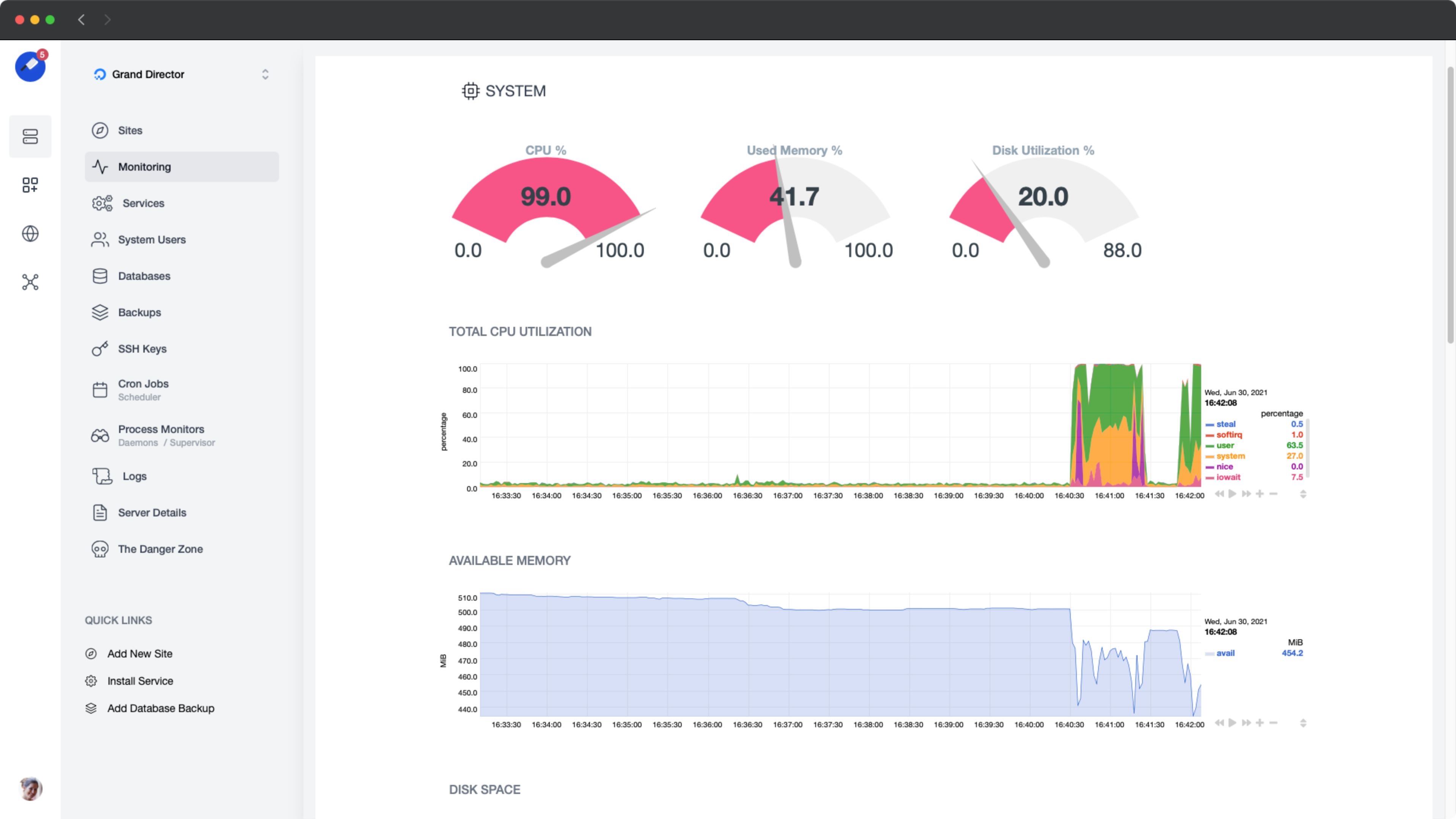 Enable server monitoring to keep track of your servers health.