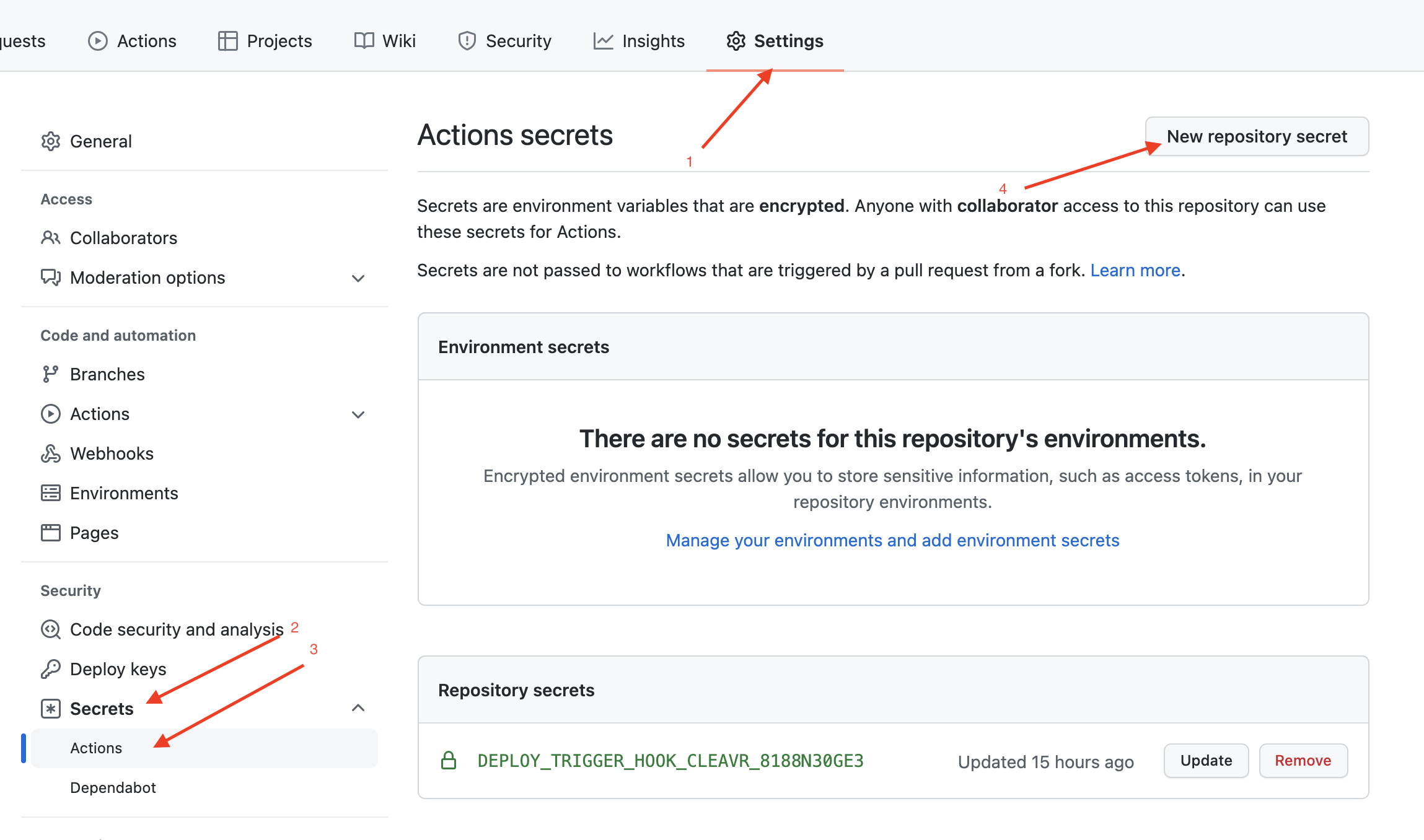 How to add GitHub Secrets