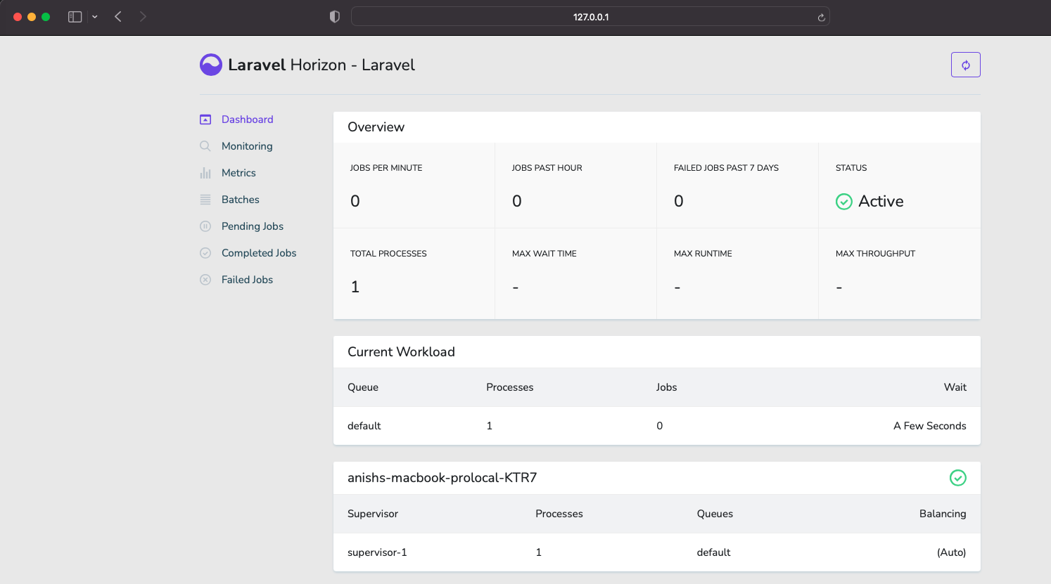 Laravel Horizon Dashboard