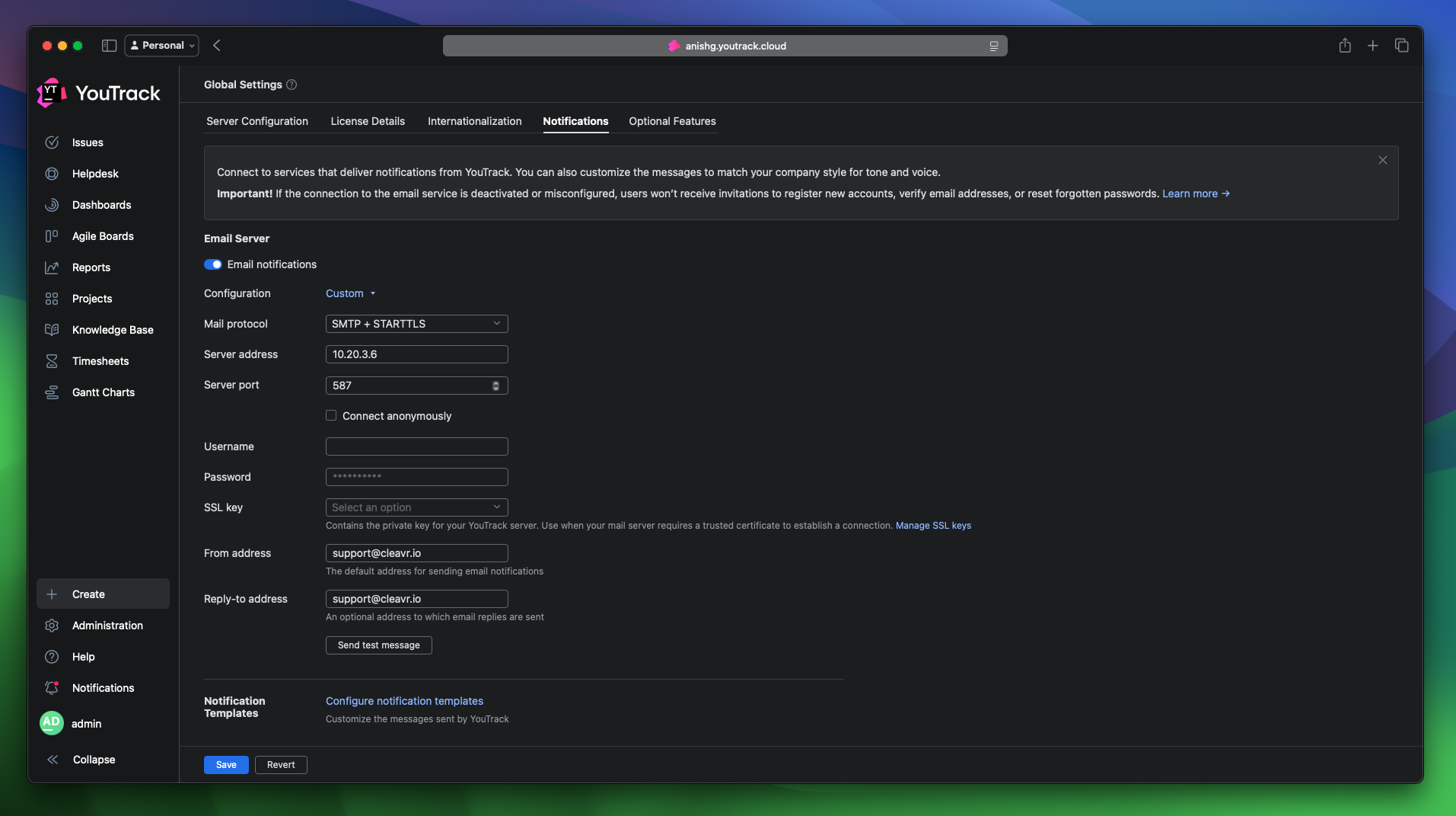 Cleavr Youtrack Global Notifications